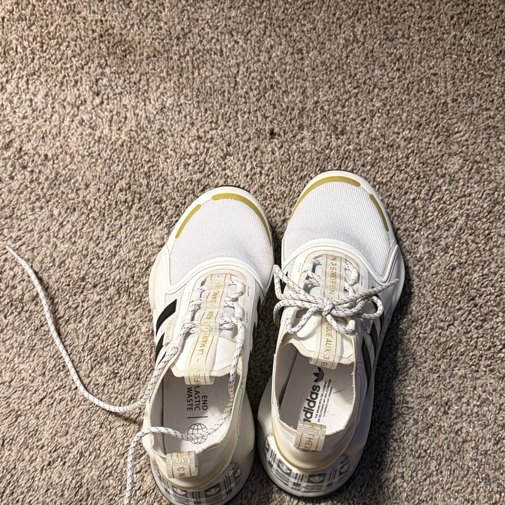 Adidas White and Gold Sneakers